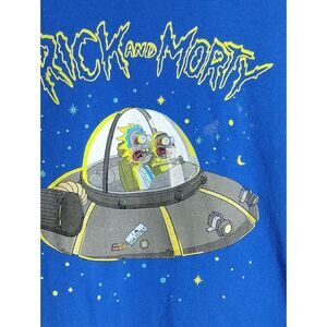 Rick and Morty‎ Graphic T-Shirt Cartoon Sci-Fi Tee Blue Adult Size